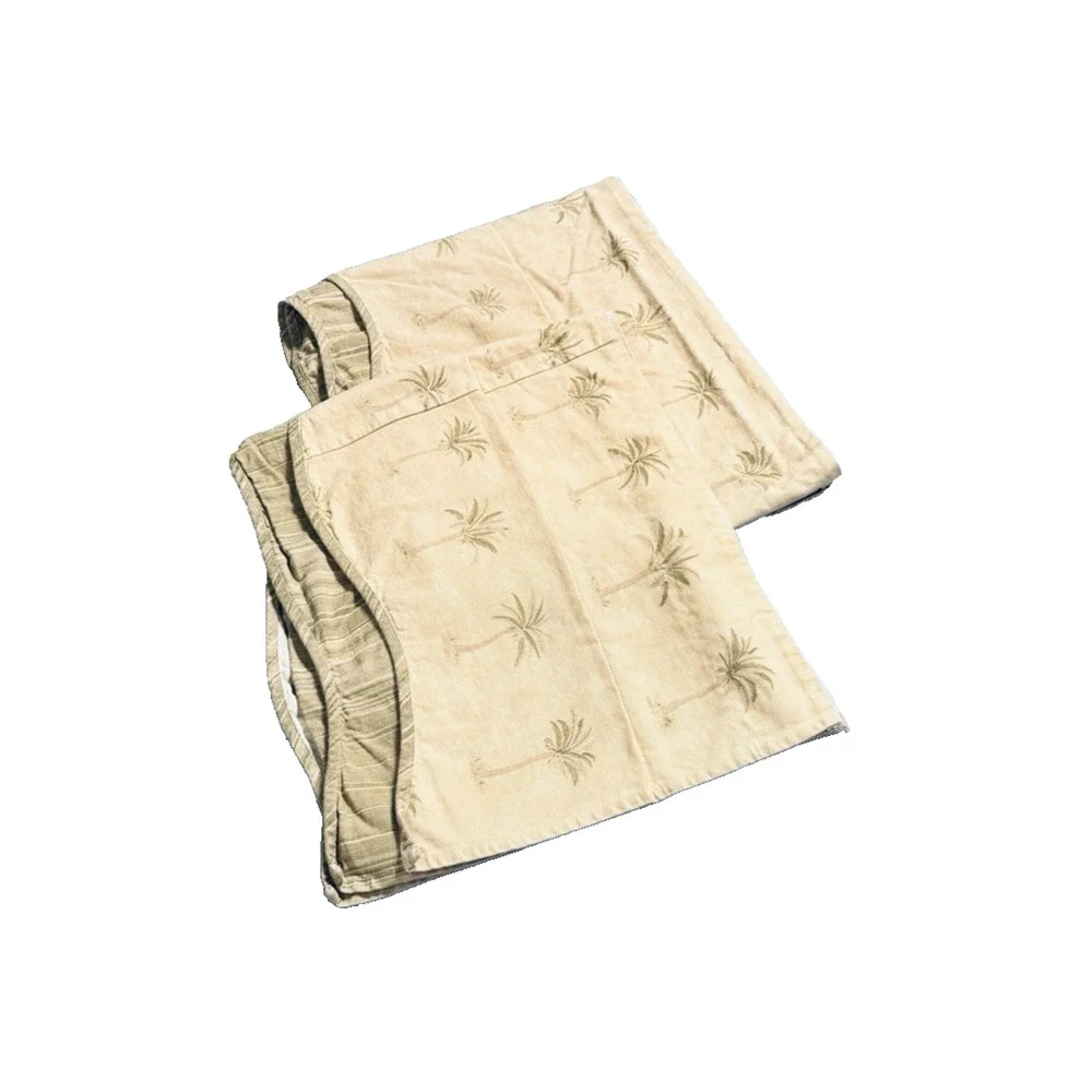 2 Discontinued Waverly Valances Curtains Neutral Green Stripe Palm Print Pair